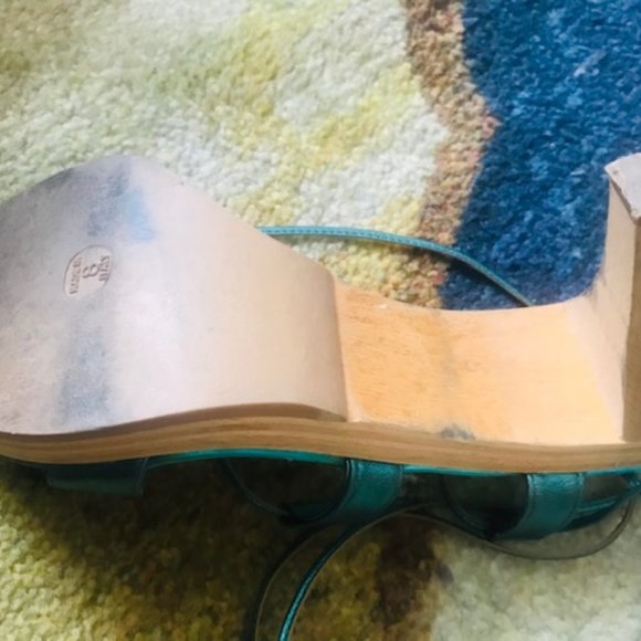 Michael Kors Leather Metallic Lace-up Ankle Wrap Heels - Picture 5 of 5